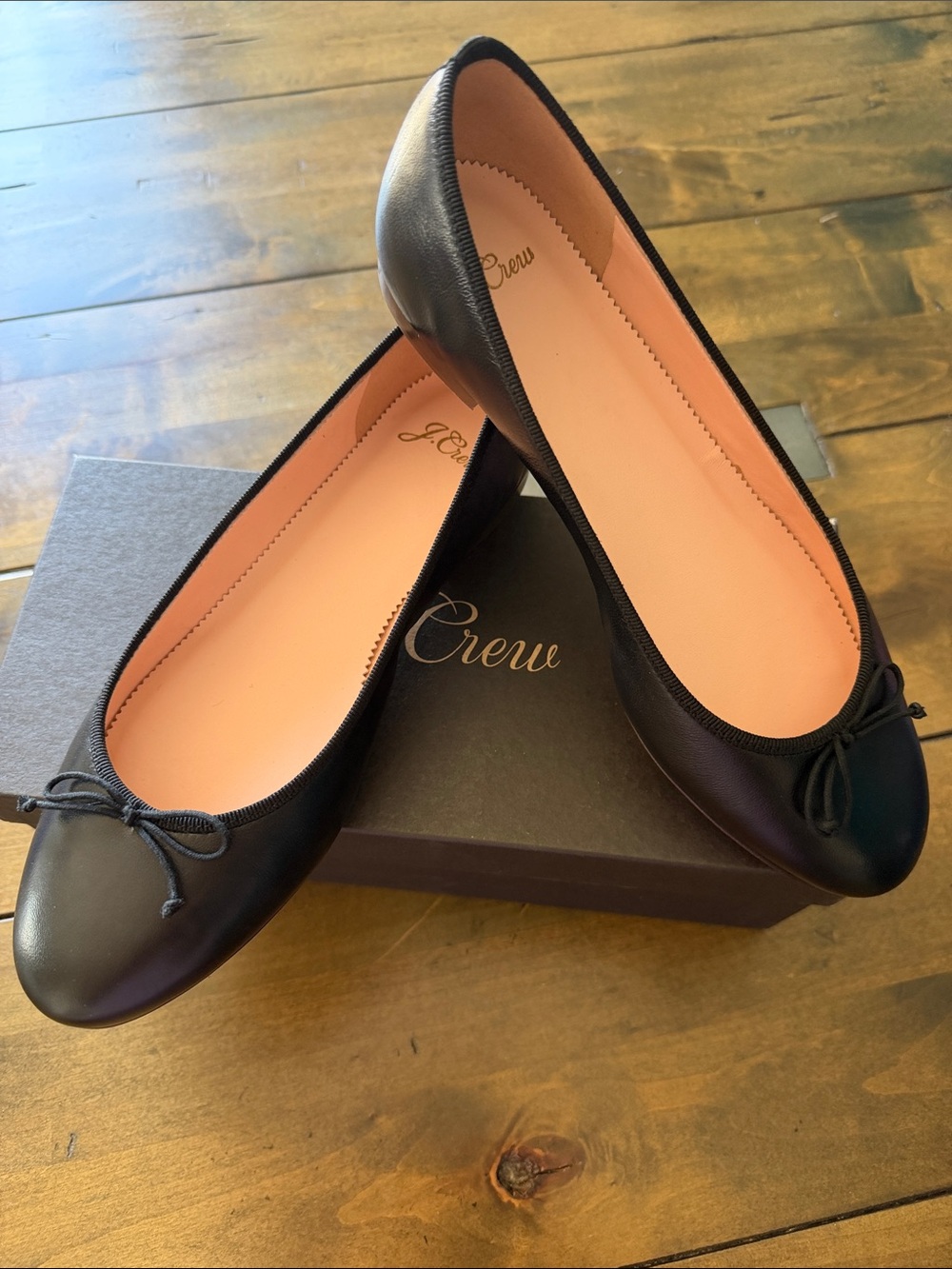 J. Crew Black Leather Ballet Flats
